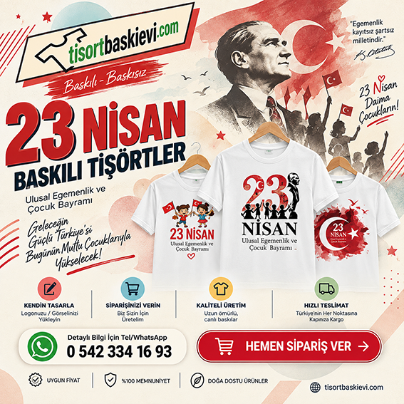 23 Nisan Baskılı Çocuk Tişörtleri, Toptan Tişört, Promosyon Tişört