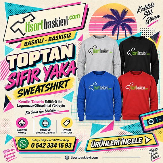 Toptan Sıfır Yaka Sweatshirt - Sıfır Yaka Sweatshirt Kendin Tasarla