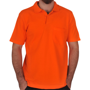 Polo Yaka Tişört Cepli Turuncu Polo Yaka Tişört Cepli Turuncu