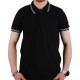 Polo Yaka Tişört (Lacoste Tişört) Kol Bantli Cizgili Siyah
