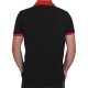 Polo Yaka Tişört (Lacoste Tişört) Modelli Kol Bantlı Siyah - Kırmızı