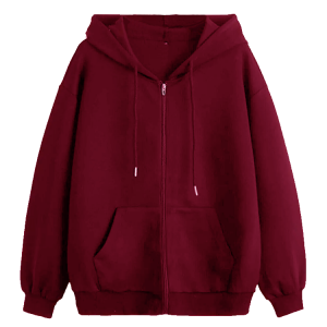 Kapşonlu Fermuarlı Sweatshirt Bordo Kapşonlu Fermuarlı Sweatshirt Bordo