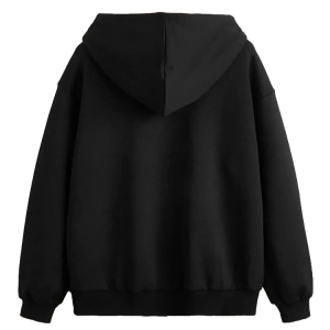 Kapşonlu Fermuarlı Sweatshirt Siyah Kapşonlu Fermuarlı Sweatshirt Siyah