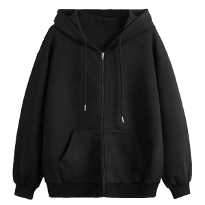 Kapşonlu Fermuarlı Sweatshirt Siyah Kapşonlu Fermuarlı Sweatshirt Siyah