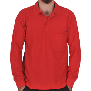 Polo Yaka Sweatshirt Kırmızı Polo Yaka Sweatshirt Kırmızı