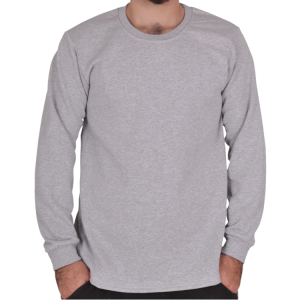 Toptan Sıfır Yaka Sweatshirt Gri Toptan Sıfır Yaka Sweatshirt Gri