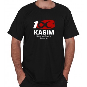 10 Kasım Baskılı Tişört Siyah 16 10 Kasım Baskılı Tişört Siyah 16