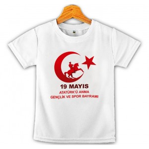 19 Mayıs Atatürk Anma ve Gençlik Bayramı Baskılı Çocuk Tişört 9