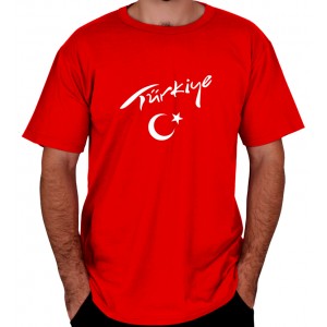 Türk Bayrağı Ay Yıldız Baskılı Kırmızı Tişört 11