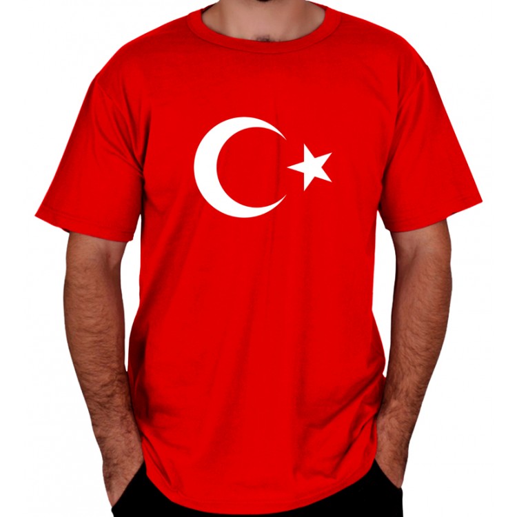 Türk Bayrağı Ayyıldız Baskılı Kırmızı Tişört 14