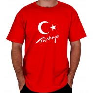 Türk Bayrağı Ay Yıldız Baskılı Kırmızı Tişört 6